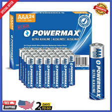 AAA Alkaline Batteries 24 Pack Powermax Battery 10 Year Shelf Life Long Lasting