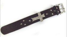 4030172 Brown Faux Leather Cross Christian Bracelet Jesus Religious Bible