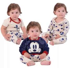 New Disney Baby 4 Piece Mickey Mouse Outfit Set, Blue, Plush, Size 6 Months