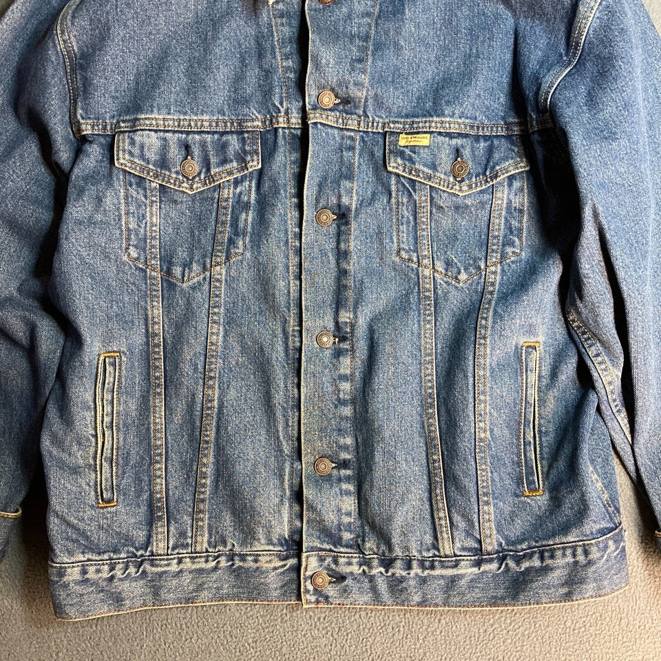 Levis Signature Denim Trucker Jacket Mens XL Blue 100 Cotton eBay