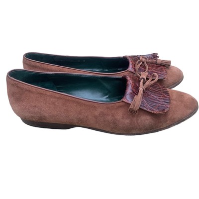 VTG Cole Haan Shoes 8M Suede Tassel Loafers Tan Classic  display picture 2