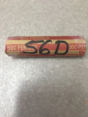 1956 D Lincoln Wheat Cent Pennies ~ Circulated ~ Full Roll of 50 ~ G - XF