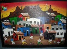 Painting “Cape Town”, Naive Painting from South Africa