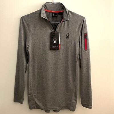 Spyder Active 1/4 Zip Pullover Mens Medium Athletic Fit Pro Web Gray Breathable