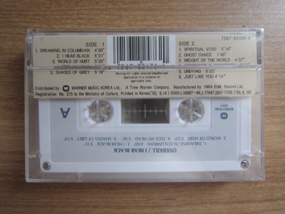 Overkill ‎– I Hear Black RARE Korea Edition Sealed Cassette Tape  - Image 2 of 3