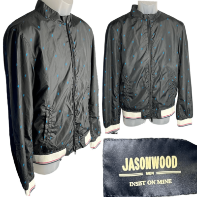 Jasonwood Jacket Men Large Black Full Zip Lightning Bolt Long