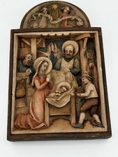 Italian 3D Relief Wall Plaque Nativity Holy Family Christmas Wood