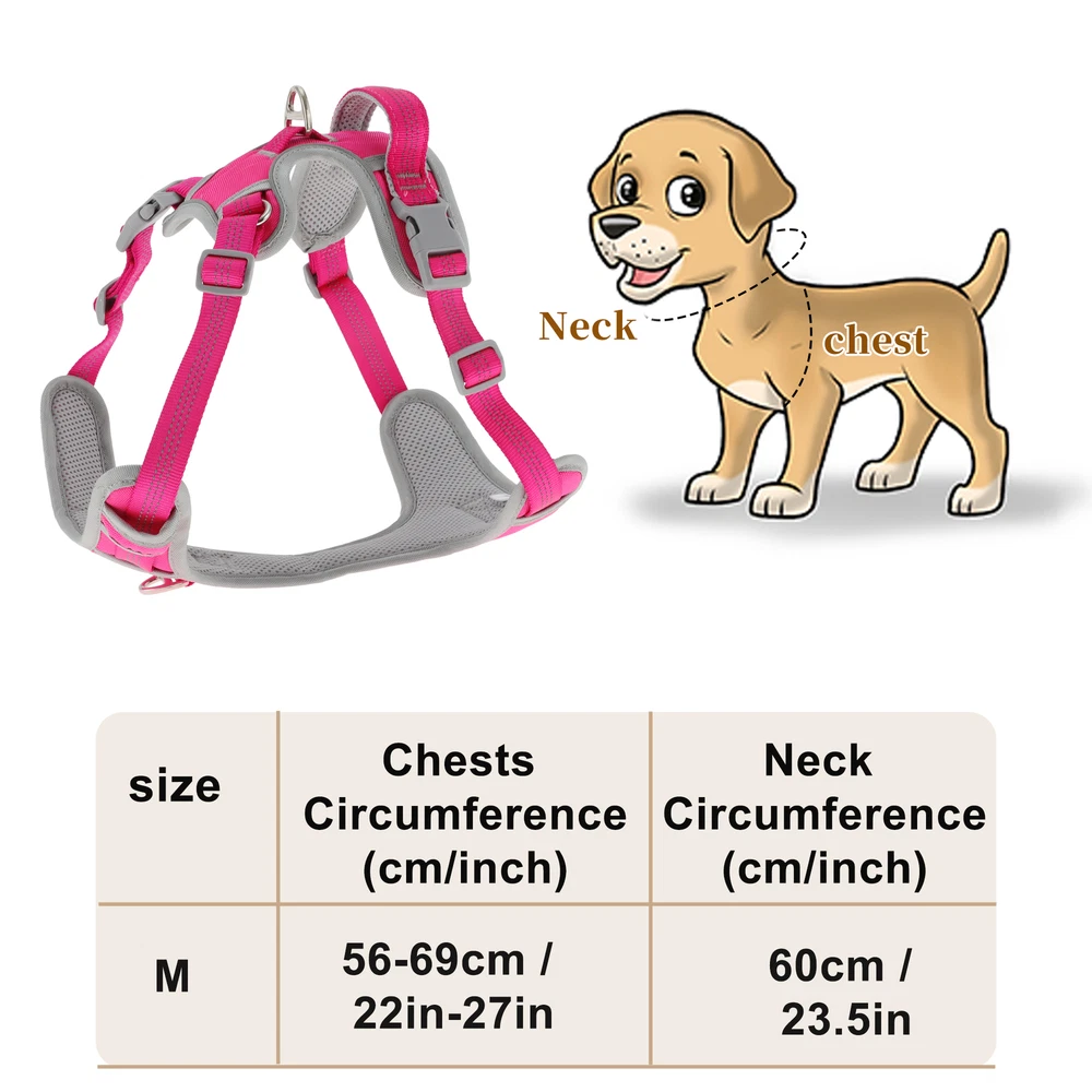 Dog Harness Reflective Adjustable Dog Vest Harness for Small Dogs Rose Red