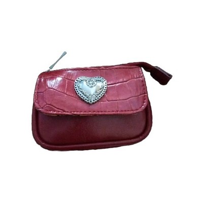 Red Small Cute Change Purse Zips Heart