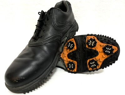 Footjoy Contour Series 54094 Black Leather Golf Cleats Men\'s Size 11.5 Footjoy Golf Cleats Mens 11.5M Black Leather Shoes Spikes  main image 3