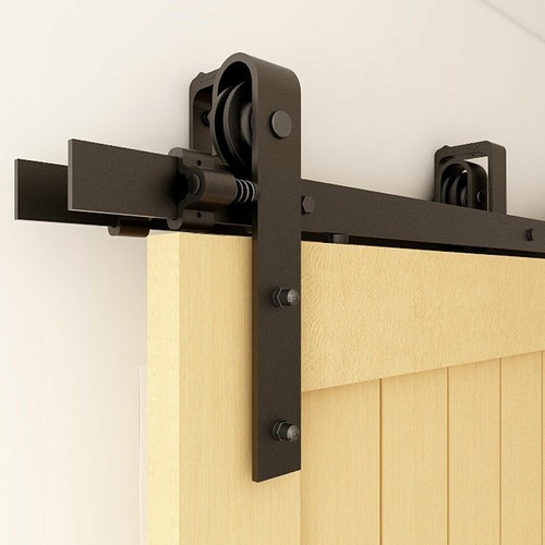 5-12FT Bypass Stalltür Hardware Doppeltüren Kit Schiebetürbeschlag J Form Rolle - Bild 271 von 297