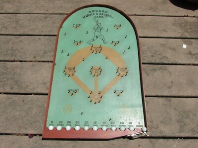 vintage 1920 s Babe Ruth Arcade Marble and Baseball Game w marbles