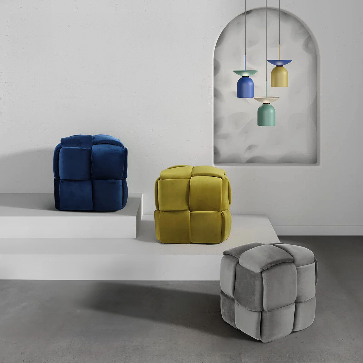 Nordic Rubik Cube Footstool Padded Pouffe Seat Sofa Side Coffee