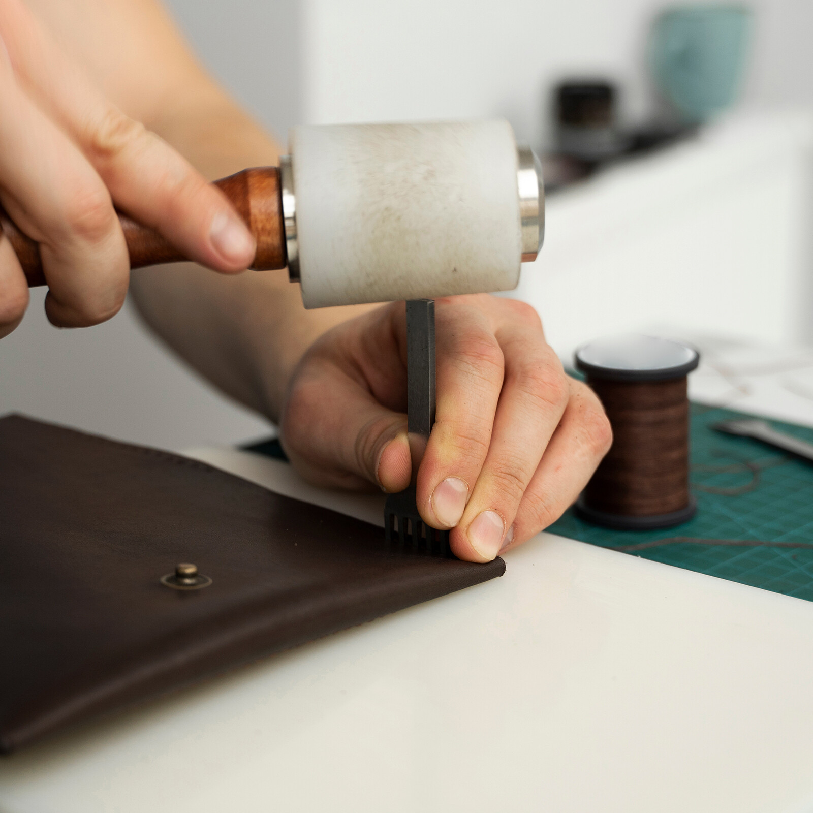 Leather Craft Punching Pad 7.87"x3.94"x0.39" Cutting Hole Stamping Mat