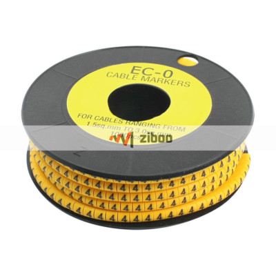 1000Pcs EC-0 Number 4 Pattern Soft PVC Flexible Cable Markers Orange 1.5-3mm2 Kd