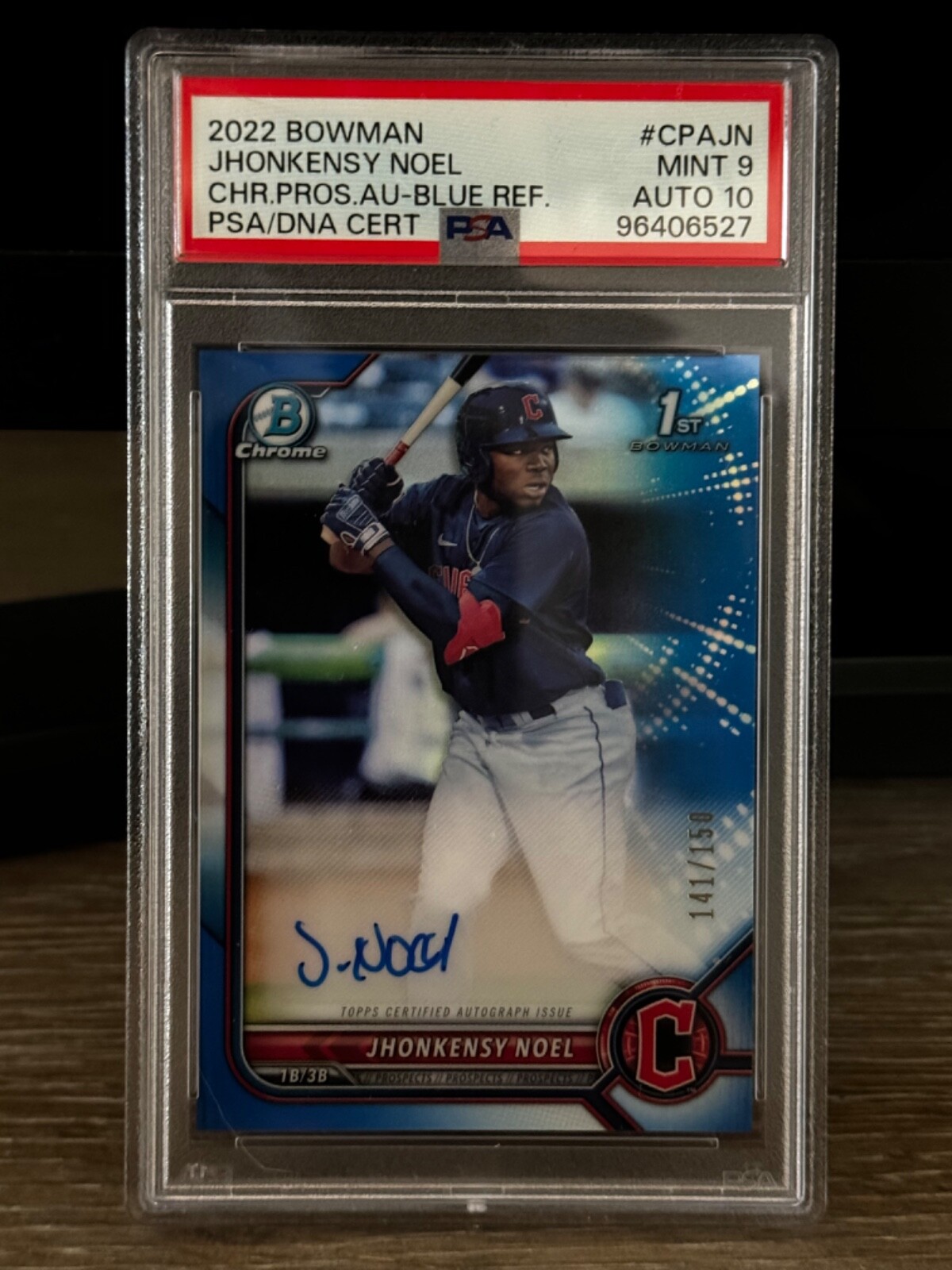 2022 Bowman Chrome Prospects Auto Jhonkensy Noel #CPA-JN Blue /150 PSA 9/AUTO 10
