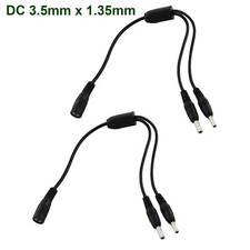 2pcs DC Y Splitter Cable 3.5mm x 1.35mm Female to 2 Male Adapter CCTV LED Strip