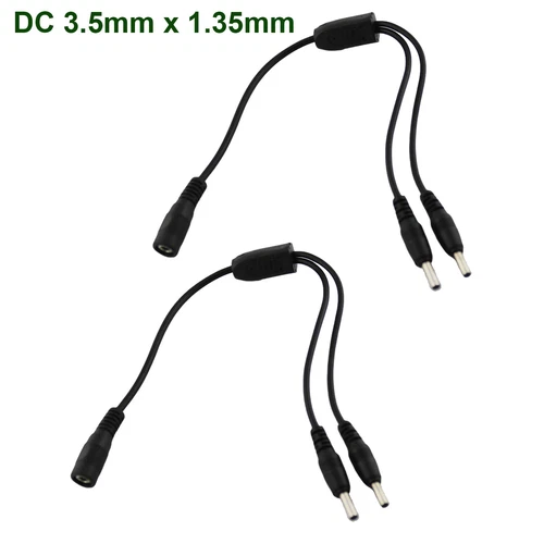 2pcs DC Y Splitter Cable 3.5mm x 1.35mm Female to 2 Male Adapter CCTV LED Strip