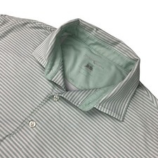 Hickey Freeman Men's Performance S/S Golf Polo Shirt Green/White Stripe   Large