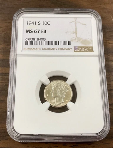 1941 S Mercury Dime NGC MS67 FB