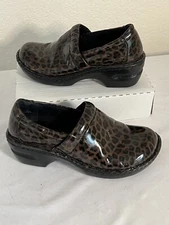 BOC Shoes Women 6.5 Peggy Clogs Brown Leopard Faux Leather Slip On Comfy BC8638