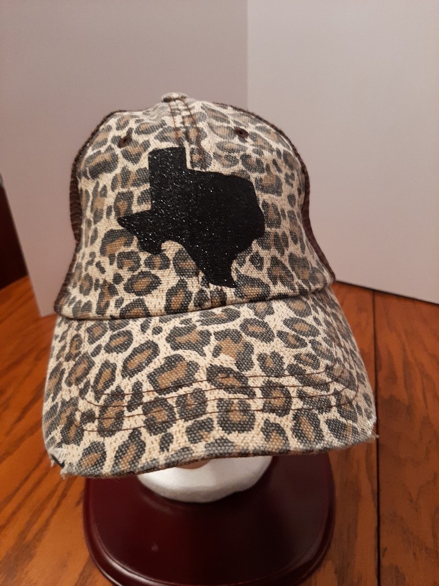 Texas Chica Hat Patch Cap Leopard Print Mesh Snapback Womens