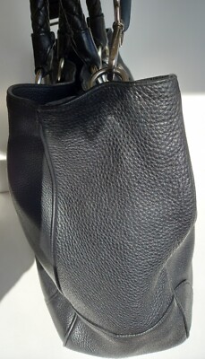 Prada Vitello Daino Leather Shoulder Bag Large Braided Hobo Black Prada Vitello Daino Leather Shoulder Bag Large Braided Hobo Black