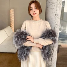 Women Real Fox Fur Scarf Warm Collar Neckerchief Winter Scarves Wrap Long Stole