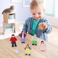 SOKA 7-teiliges Happy Family Puppen Rollenspiel Spielzeug Set aus Holz