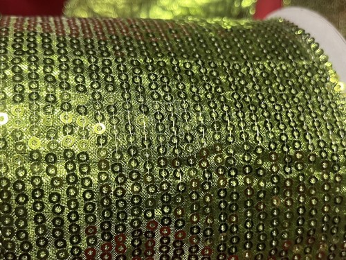 Christmas Green Sequin like, Wired Matrix RIBBON (4” Wide) (10 Yards) - Picture 4 of 7