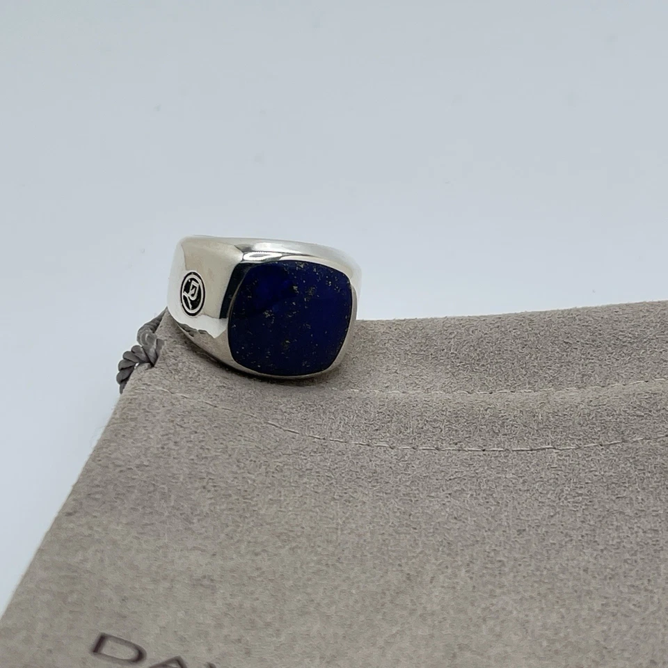 Anillo David Yurman Plata Esterlina Piedra Exótica Lapislázuli Sello Talla 11 Foto 2 de 4