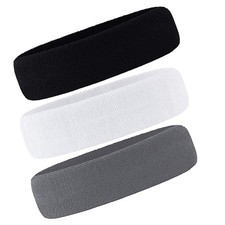 3 Pack Men Women Sweatband Headband Terry Cloth Moisture Wicking for Sports...