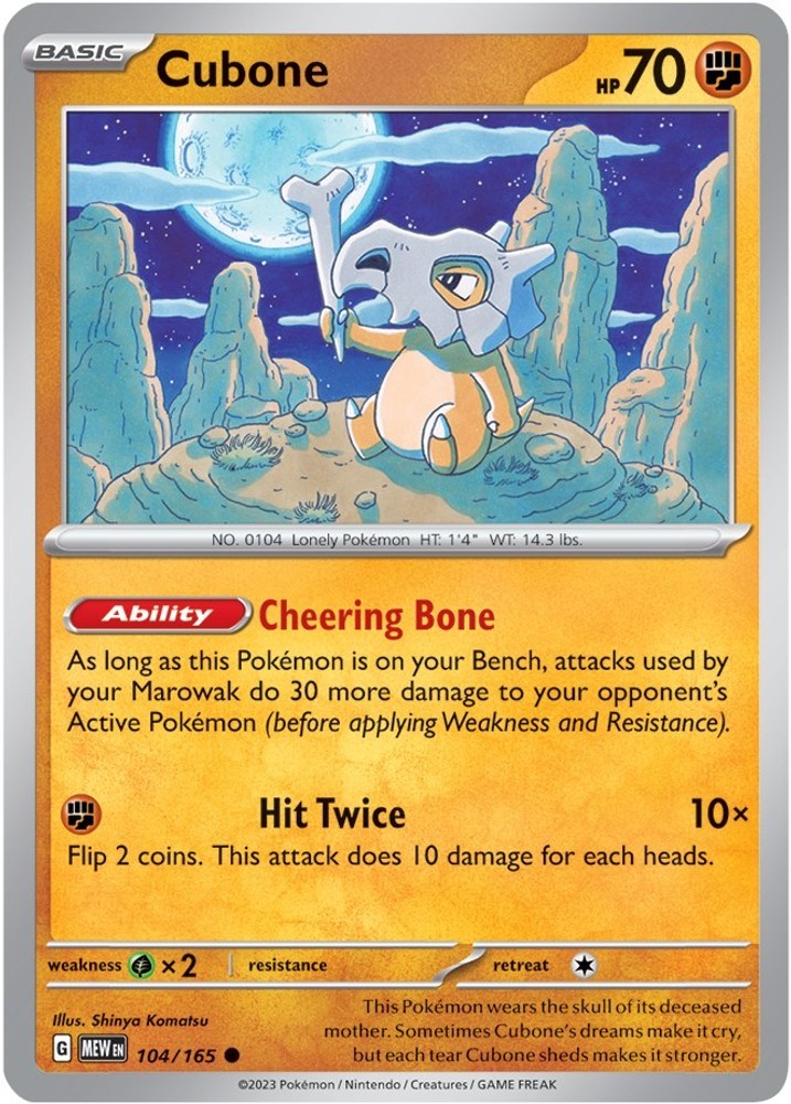 Cubone 104/165 Reverse Holofoil SV: Scarlet & Violet 151 NM EN