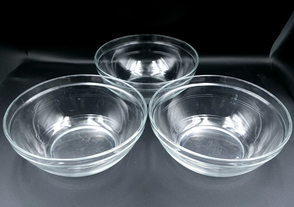 Lote de 3 cuencos transparentes apilables Duralex hechos en Francia Lys 1-1/2 cuartos 8 pulgadas Foto 3 de 4