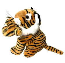 Vintage Walmart  Realistic Siberian Tiger with Cub Hard Stuffed 10" Animal Toy