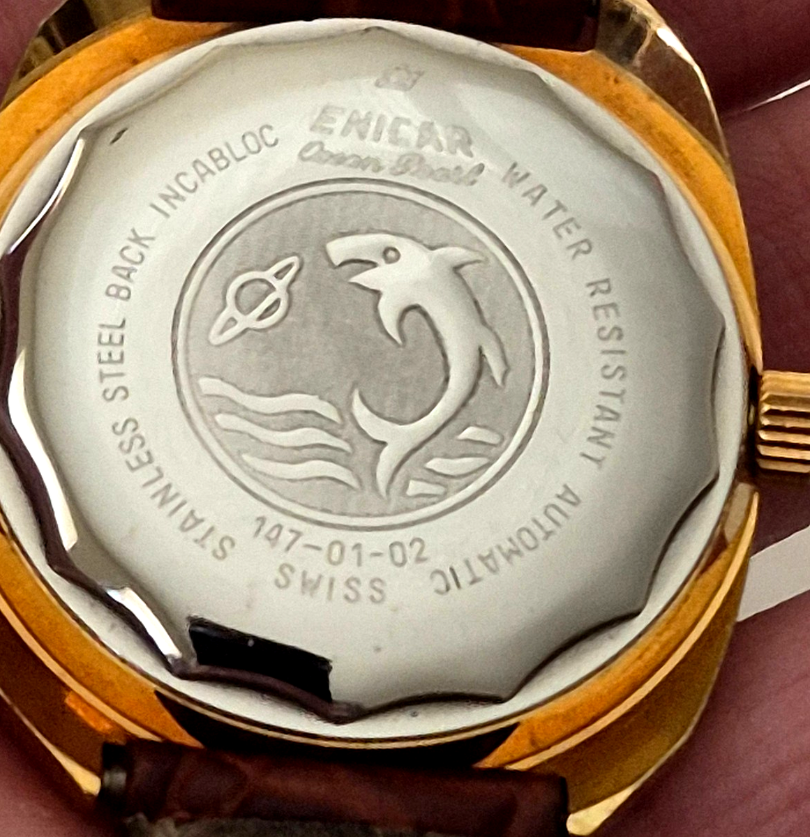 Buy Enicar Ocean Pearl 35mm Gold Tone Steel Day Date Automatic