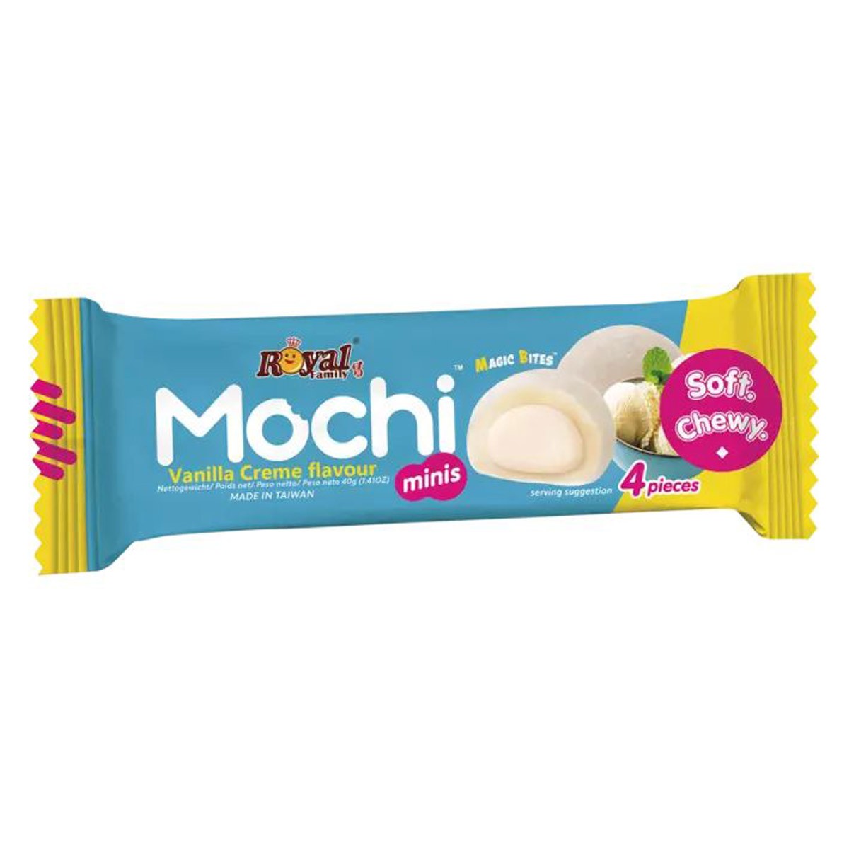 Royal Family Mochi Vainilla Snack Barrita Suave Chewy Embalado 40g