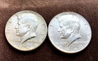 1966 & 1967 Kennedy Half Dollars 40% Silver- Both Are Slightly circulated