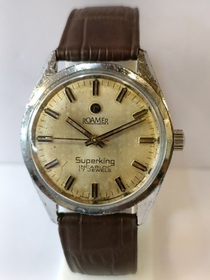 ROAMER SUPERKING 17J WINDING PATINA DIAL SWISS MEN'S WORKING CONDITION