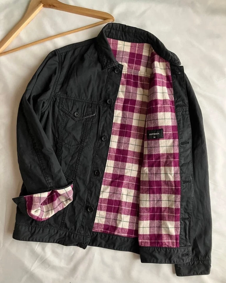 SOPHNET 3rd Trucker Jacket Navy Made in Japan Used Vintage Cotton Canvas - Image 4 of 4