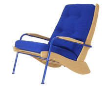 JEAN PROUVÉ fauteuil kangourou EDIZIONE nuovo & confezione originale VITRA blue oak dedar HH germany