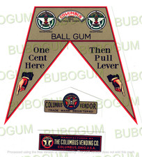 Columbus "Gold Ribbon" "BALL GUM" Decal - 3 Decals for 1 Price!