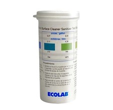 ECOLAB 203180111 SANITIZER TEST STRIP, SINK AND SURFACE 100 EA STRIPS