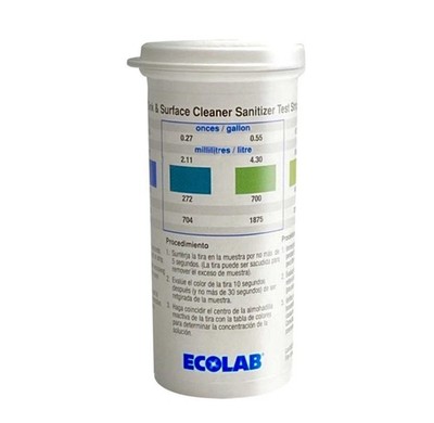 ECOLAB 203180111 SANITIZER TEST STRIP, SINK AND SURFACE 100 EA STRIPS