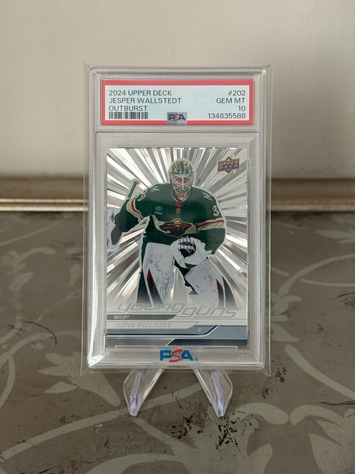 2024 UPPER DECK #202 JESPER WALLSTEDT OUTBURST SILVER YOUNG GUNS ROOKIE PSA 10