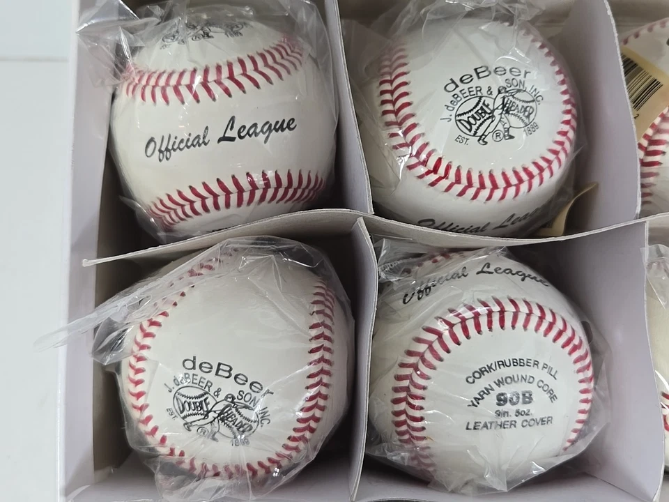 DeBeer & Son Liga Oficial (12) Pelotas de Béisbol 90B Corcho y Goma Relleno Hilo Núcleo Foto 3 de 4