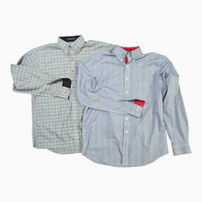 Paul Fredrick Dress Shirt Lot of 2 Mens 16 36 Contrast Trim No Iron Classic Fit