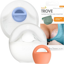 TROVE Silicone Manual Breast Pump with Travel Pouch - Hands Free Breast Pump - P