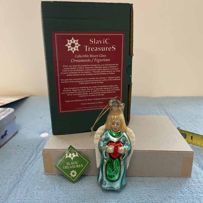 Slavic Treasures Blown Glass Ornament Made In Poland “Peace Angel” 3.5”