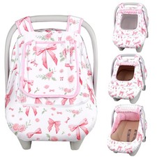 Jundetye Car Seat Cover Baby Girls Winter, Dual Zipper Infant Pink Rose